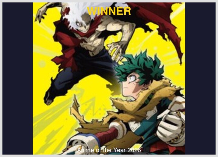 My Hero Academia: Final Season — Anime of the Year 2026